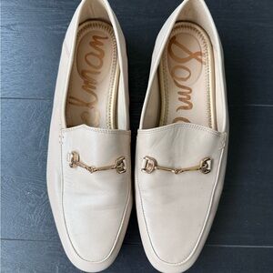Sam Edelman Beige Loafers with Gold Accent